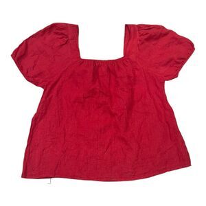 Bellambra Italy Red 100% Linen Square Neck Blouse M